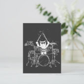 Punk Rockster Kitten Kat Drummer Spelend Briefkaart (Staand voorkant)