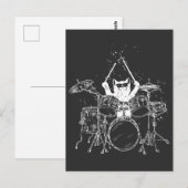 Punk Rockster Kitten Kitty Kat Drummer Speelt Briefkaart (Voorkant / Achterkant)