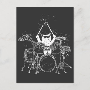 Punk Rockster Kitten Kitty Kat Drummer Speelt Briefkaart