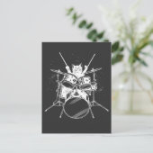 Punk Rockster Kitten Kitty Kat Drummer Spelend Pos Briefkaart (Staand voorkant)