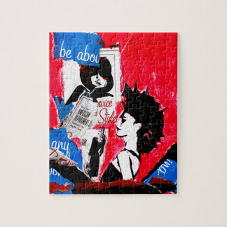 Punk rockstercollage met roze, zwart en blauw legpuzzel