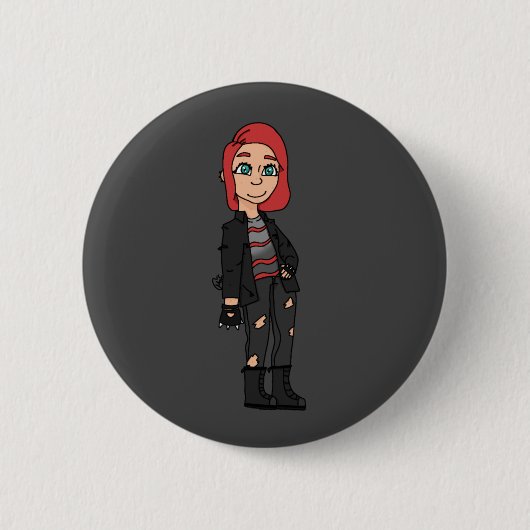 punk rode hoofdmeid ronde button 5,7 cm (Voorkant)