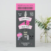 Punk Romance Rock ’n’ Roll Trouwkaart Ticket Kaart (Staand voorkant)