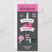 Punk Romance Rock ’n’ Roll Trouwkaart Ticket Kaart (Voorkant)