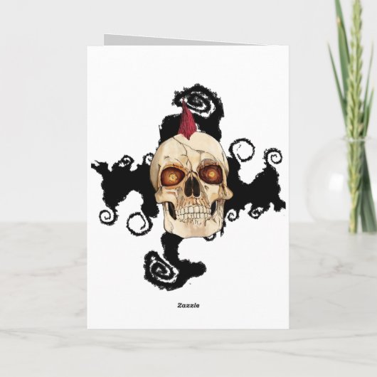 Punk rots Gothic Skull met Red Mohawk Kaart (Achterkant)