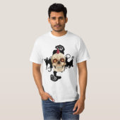 Punk rots Gothic Skull met Red Mohawk T-shirt (Voorkant volledig)