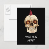 Punk Rots Gotische Schedel met Rode Mohawk Briefkaart (Voorkant / Achterkant)