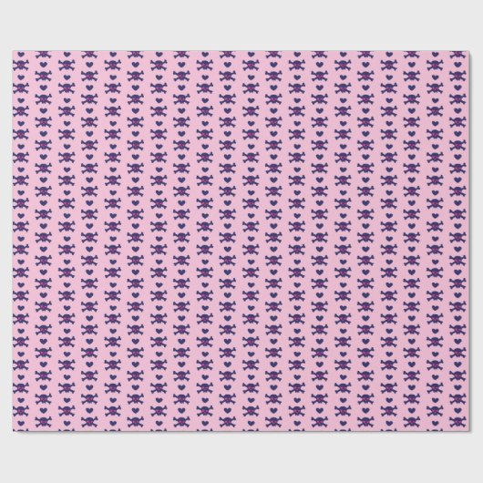 Punk rotskulls op roze cadeaupapier (Vlak)