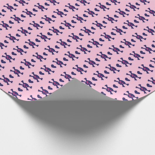 Punk rotskulls op roze cadeaupapier (Hoek)