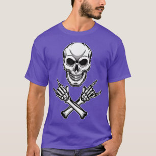 Punk rotsschedel Skeleton Heavy Metal Rock and Rol T-shirt