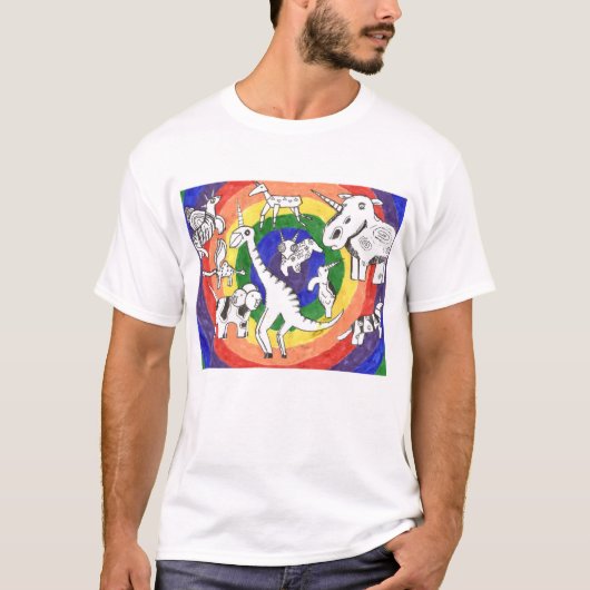 Punk rotzooi #24b Unicorns regenboog T-shirt (Voorkant)
