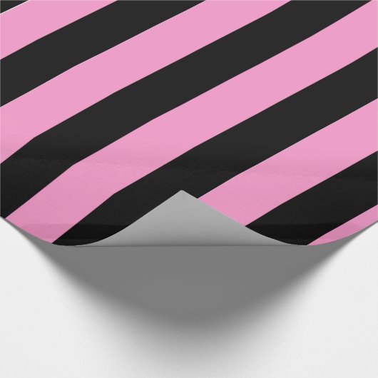 Punk Roze Zwart Gestreept Fab Wrapping Papier (Hoek)