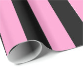 Punk Roze Zwart Gestreept Fab Wrapping Papier (Rol Hoek)