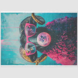 Punk Roze Zwart Schaap Blowing Bubble Gum Decouapg Tissuepapier