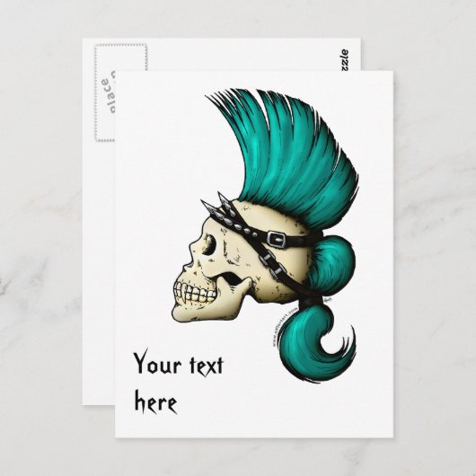 Punk schedel briefkaart (Voorkant / Achterkant)