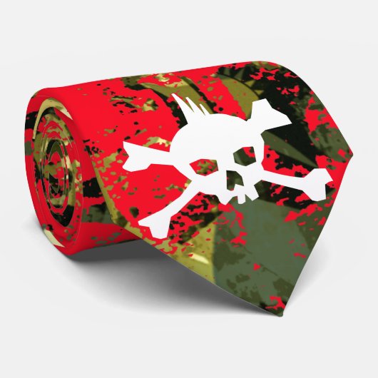 Punk schedel camouflage stropdas (Opgerold)
