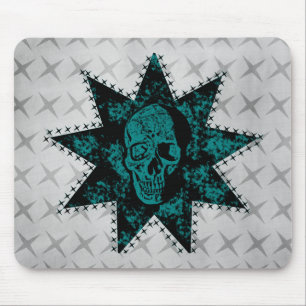 Punk schedel Mousepad (Blauwgroen) Muismat