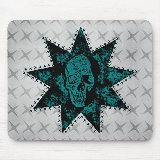 Punk schedel Mousepad (Blauwgroen) Muismat (Voorkant)