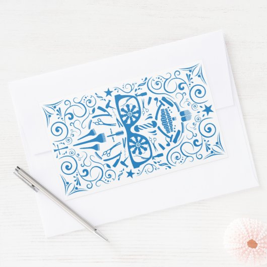 punk schedel rechthoekige sticker (Envelop)