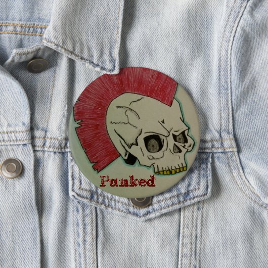 Punk schedel ronde button 4,0 cm (In situ)