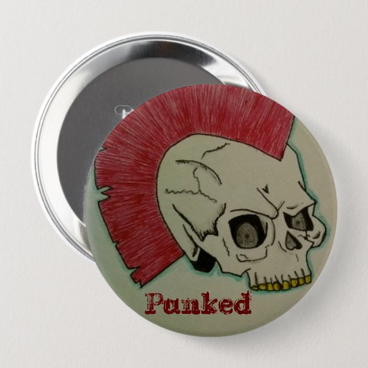Punk schedel ronde button 4,0 cm (Voorkant /achterkant)