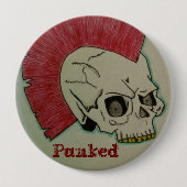 Punk schedel ronde button 4,0 cm (Voorkant)