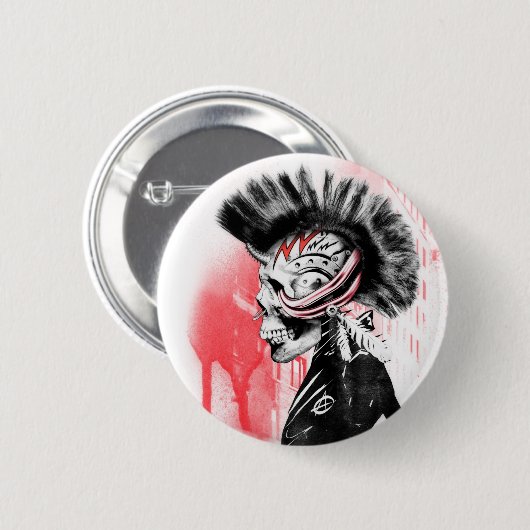 punk schedel ronde button 5,7 cm (Voorkant /achterkant)