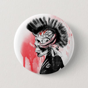 punk schedel ronde button 5,7 cm