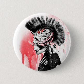 punk schedel ronde button 5,7 cm