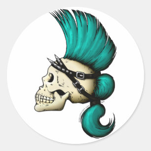 Punk schedel ronde sticker
