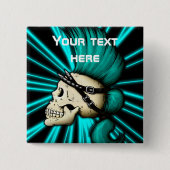 Punk schedel vierkante button 5,1 cm (Voorkant)