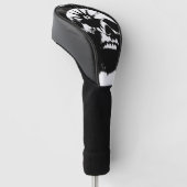 Punk schedel zwart en wit golfheadcover (Schuin)