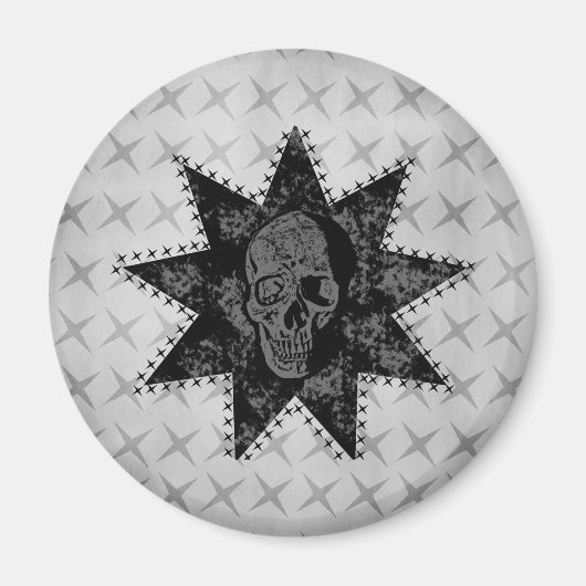 Punk schedelmagneet (grijs) magneet (Voorkant)