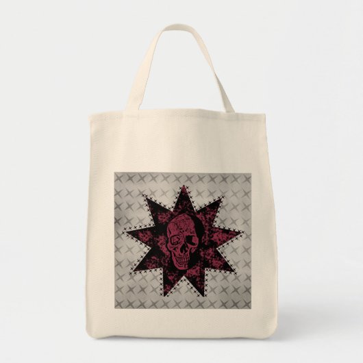 Punk schedelzak (donkerroze) tote bag (Voorkant)