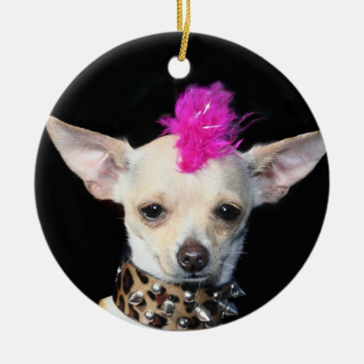 Punk sierplant Chihuahua Keramisch Ornament (Voorkant)