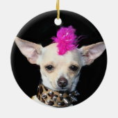 Punk sierplant Chihuahua Keramisch Ornament (Achterkant)