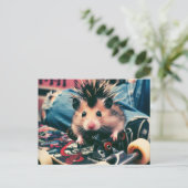 Punk Skateboarden Schattigee Hamster Briefkaart (Staand voorkant)