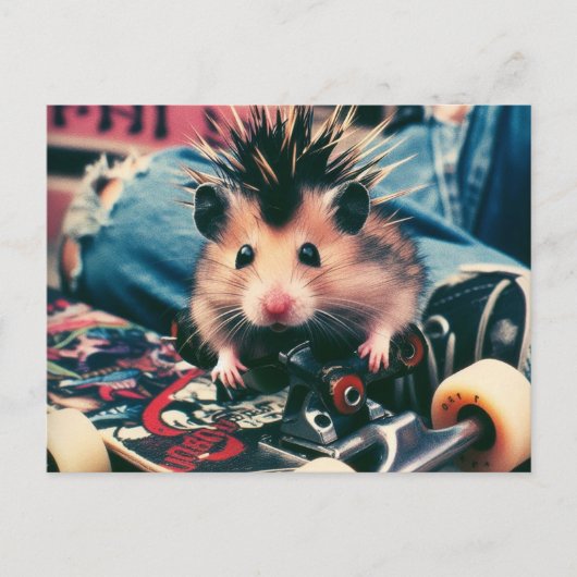 Punk Skateboarden Schattigee Hamster Briefkaart (Voorkant)
