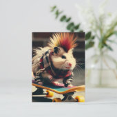 Punk Skateboarding Hamster Briefkaart (Staand voorkant)