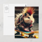 Punk Skateboarding Hamster Briefkaart (Voorkant / Achterkant)