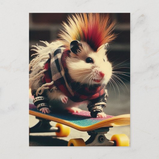 Punk Skateboarding Hamster Briefkaart (Voorkant)