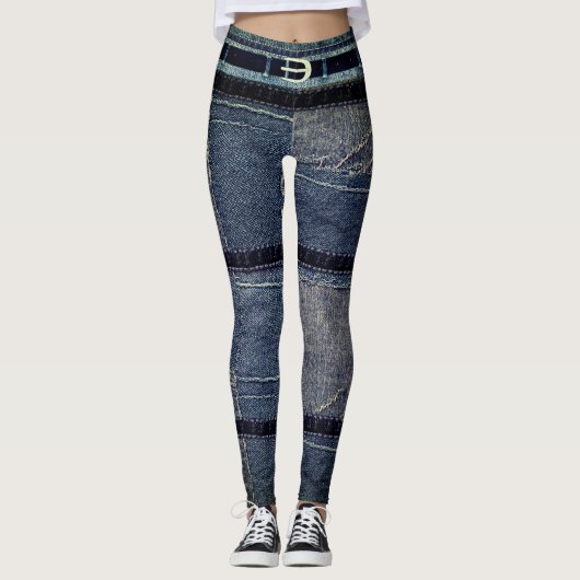 Punk/Skater Patchwork Denim Design Leggings (Voorkant)