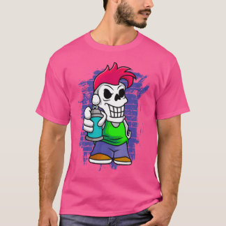Punk skelet met spuitbus Fraffiti Artist Stree T-shirt