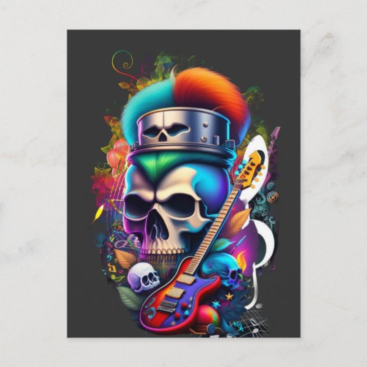 Punk Skull Briefkaart (Voorkant)