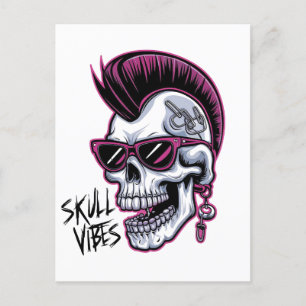 Punk Skull Vibes. Cool Skull met zonnebril Desi Briefkaart