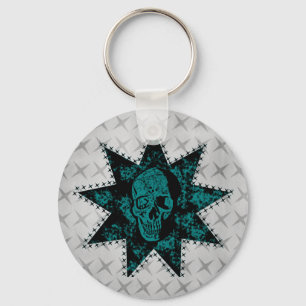 Punk Sleutelhanger van de schedel (Blauwgroen)