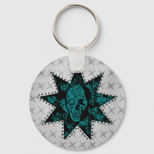 Punk Sleutelhanger van de schedel (Blauwgroen) (Voorkant)