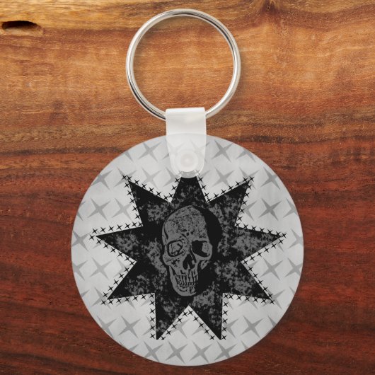 Punk Sleutelhanger van de schedel (grijs) (Voorkant)