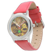 PUNK STEAM ANGEL, MECHANISME EN GEMSTONEN HORLOGE (Gekanteld)