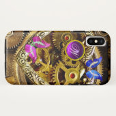 PUNK STEAM-VISTUIG, GEMSTONES, BUTTERFLIES MONOGRA Case-Mate iPhone CASE (Achterkant (horizontaal))